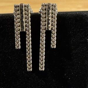 JAI Sterling Silver Textured Bar Earrings